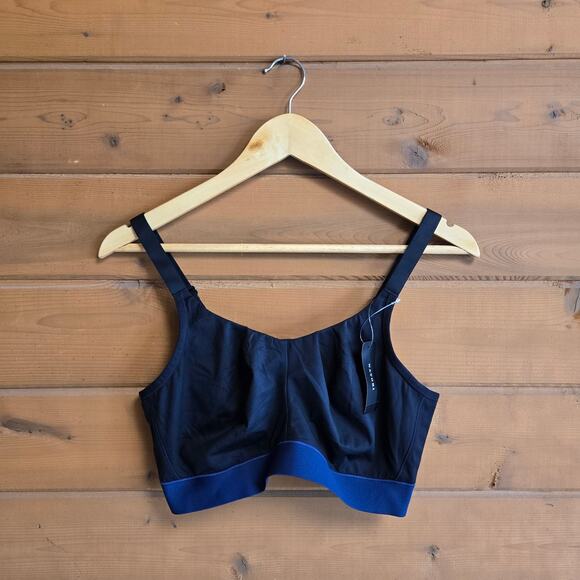 Natori Define Athleisure Lounge Bra Black Navy NWT 36DD Lingerie Clasp Back - Picture 2 of 4